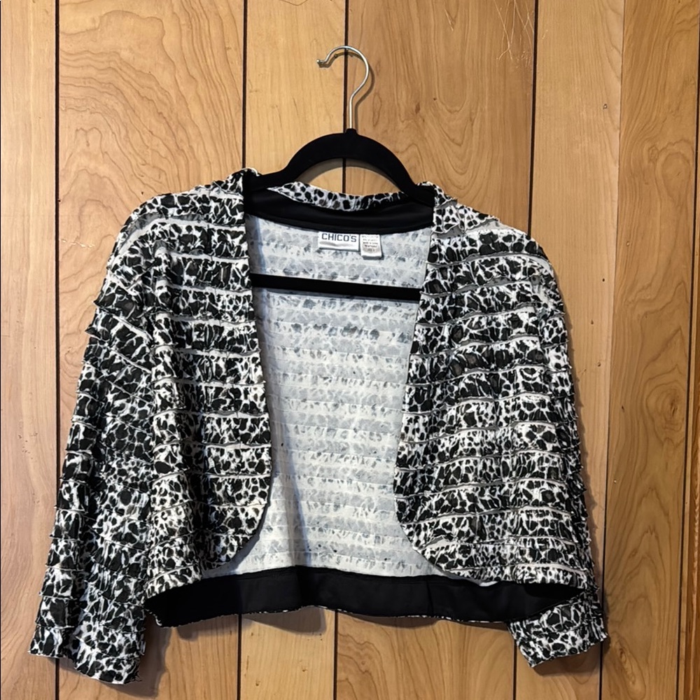 Chico's Black and White Cropped Jacket